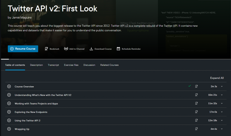 New Pluralsight Course: – Twitter API v2 First Look